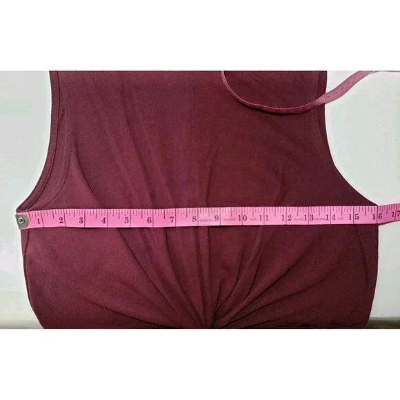 MNG Size 8 Maroon Center Drape Twist Front 100% Cotton Midi Dress - Picture 8 of 11